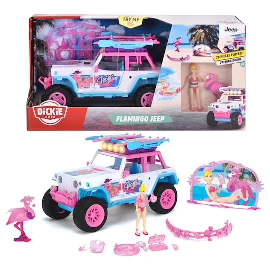 Dickie Toys Light &#x26; Sound Jeep Flamingo Playset